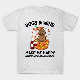 Doodle & Wine Make Me Happy Humans Make My Head Hurt T-shirt T-Shirt